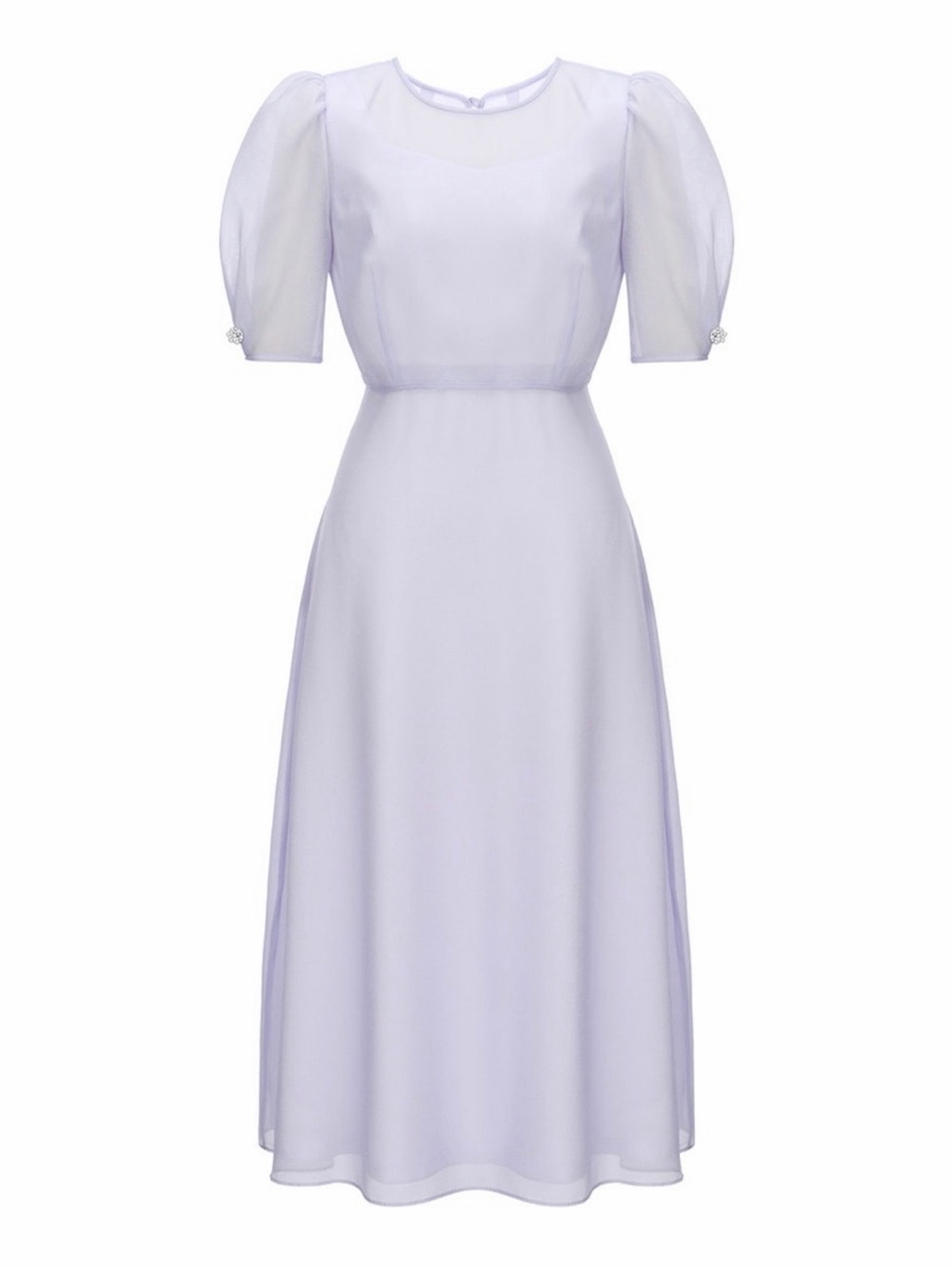 IT MICHAA Elegant Lilac Puff-Sleeve Midi Dress